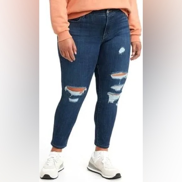 Levi's Denim - NEW LEVI’S 711 PLUS SIZE SKINNY MID RISE DESTRUCTED ANKLE JEANS
